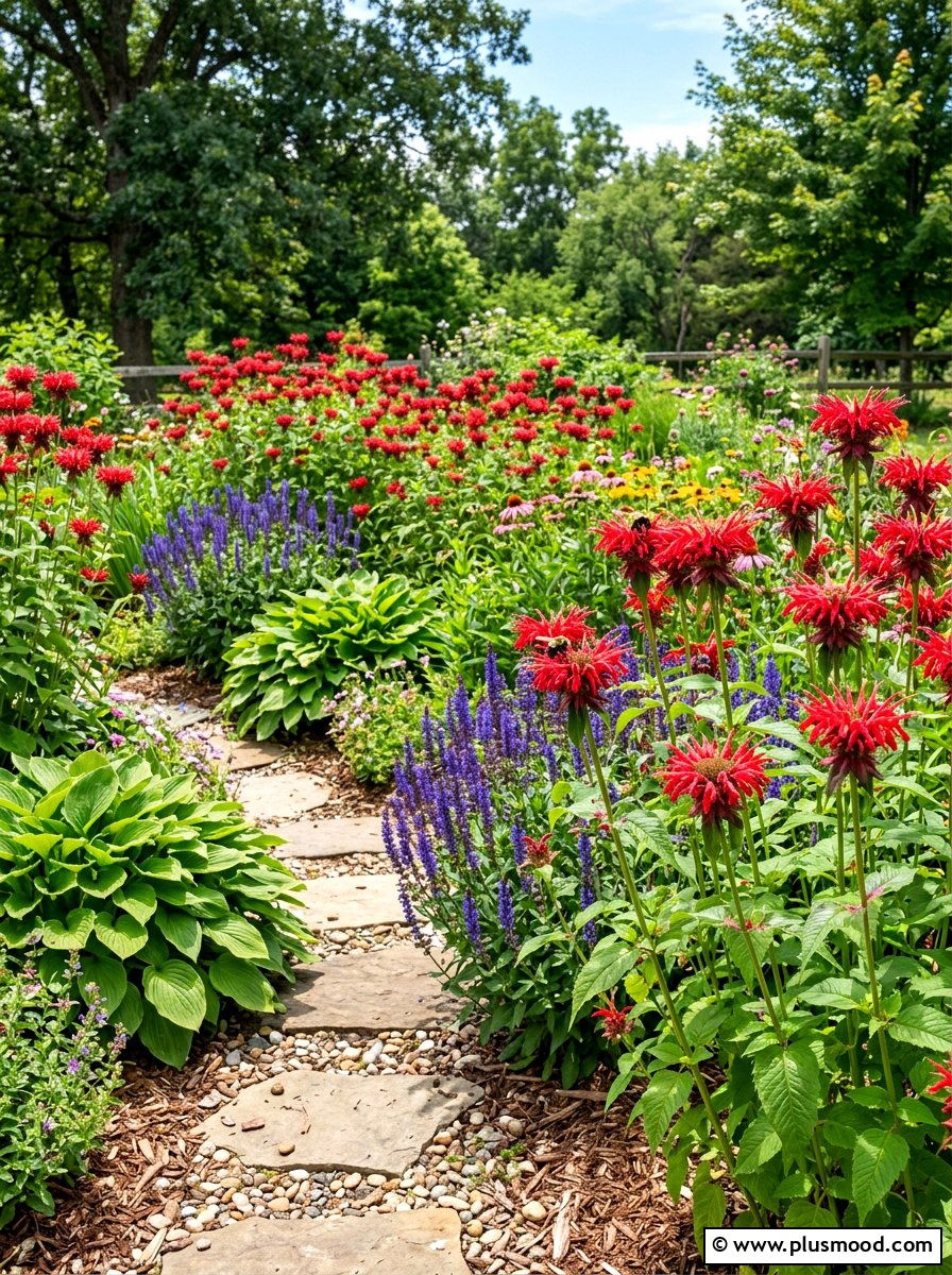 Bee Balm Pollinator Garden - 25 summer butterfly garden ideas