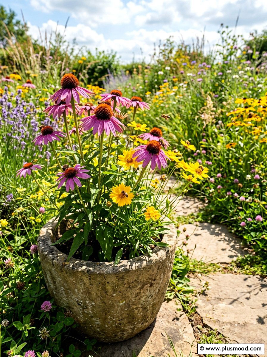 Bee Friendly Planter - 25 summer colorful planter ideas