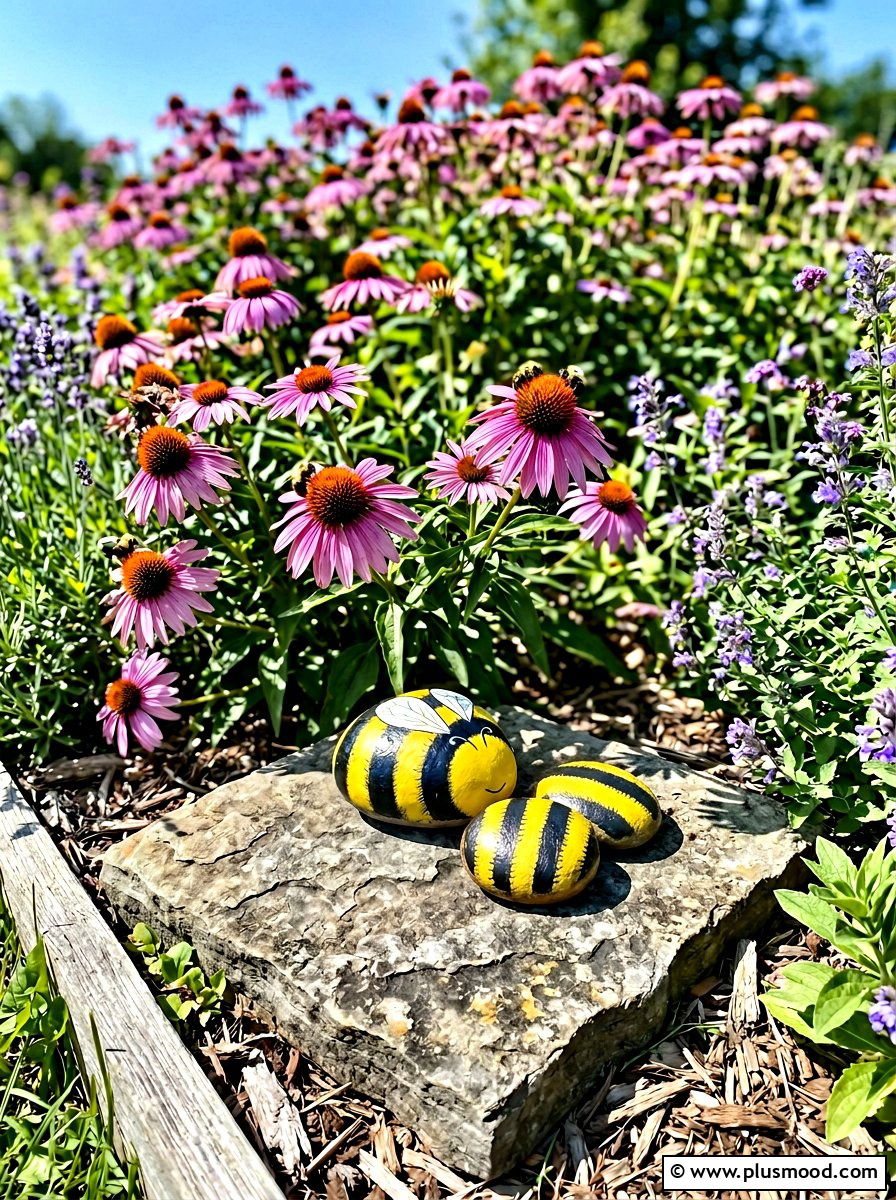 Bee Garden Stones - 25 painted rock ideas for garden