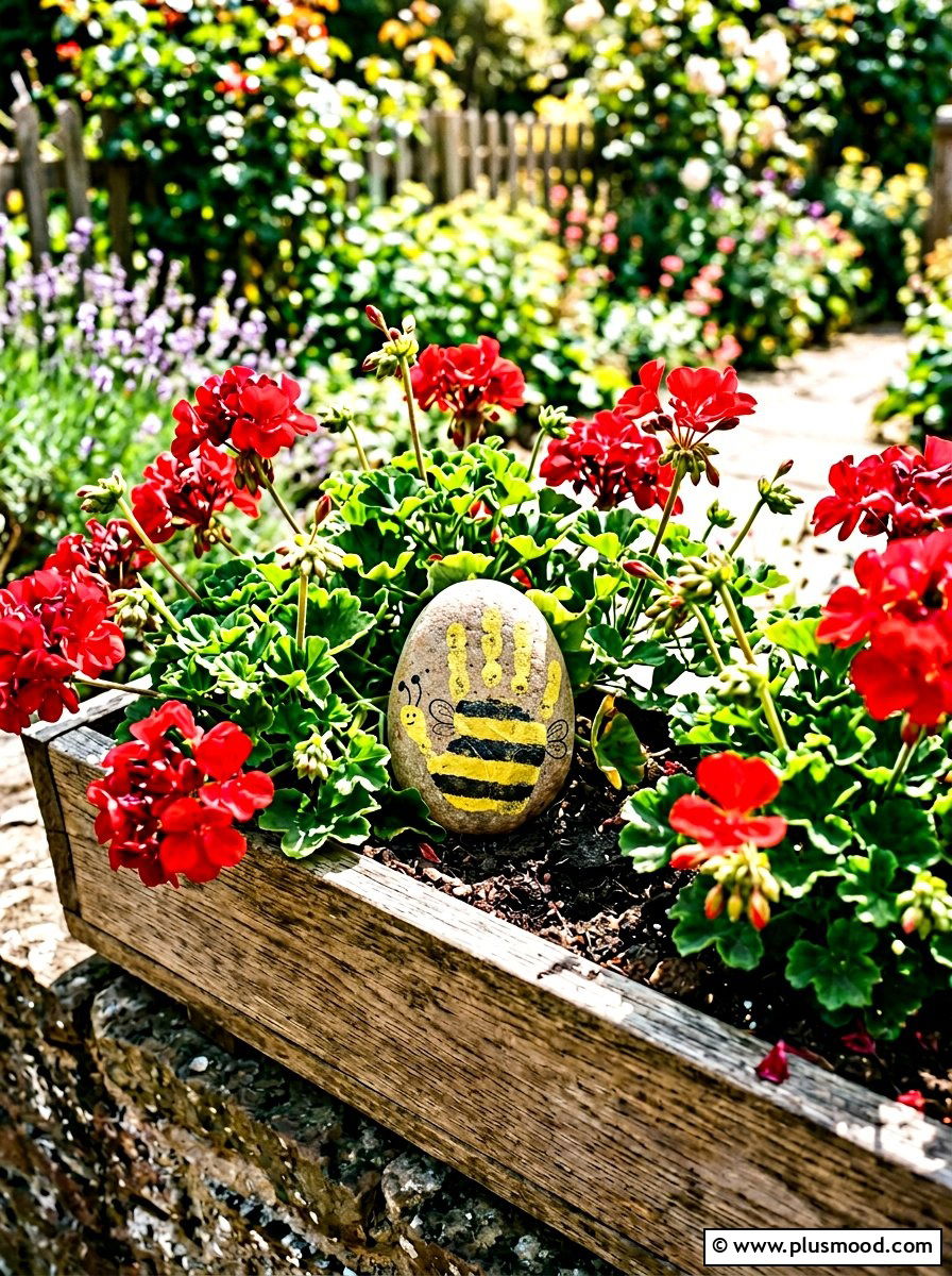Bee Handprint Rock - 25 painted rock ideas with handprint art