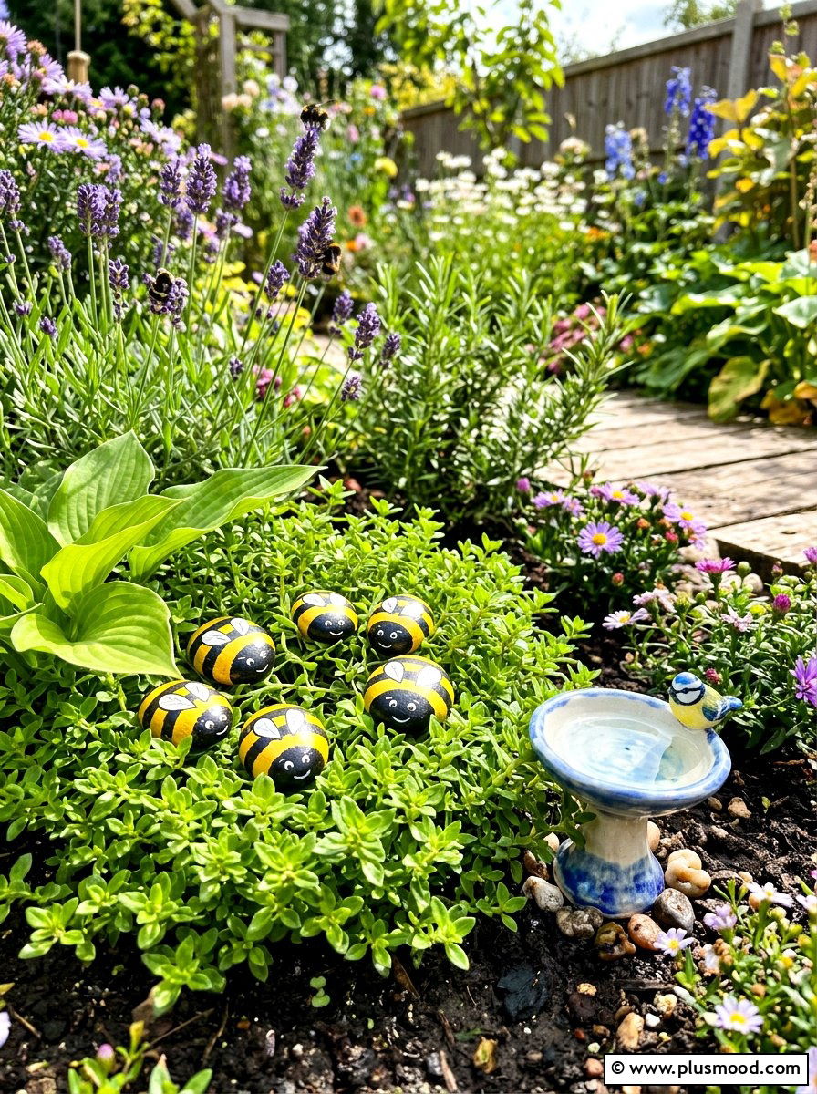 Bee Rock - 25 painted rock ideas for fairy garden