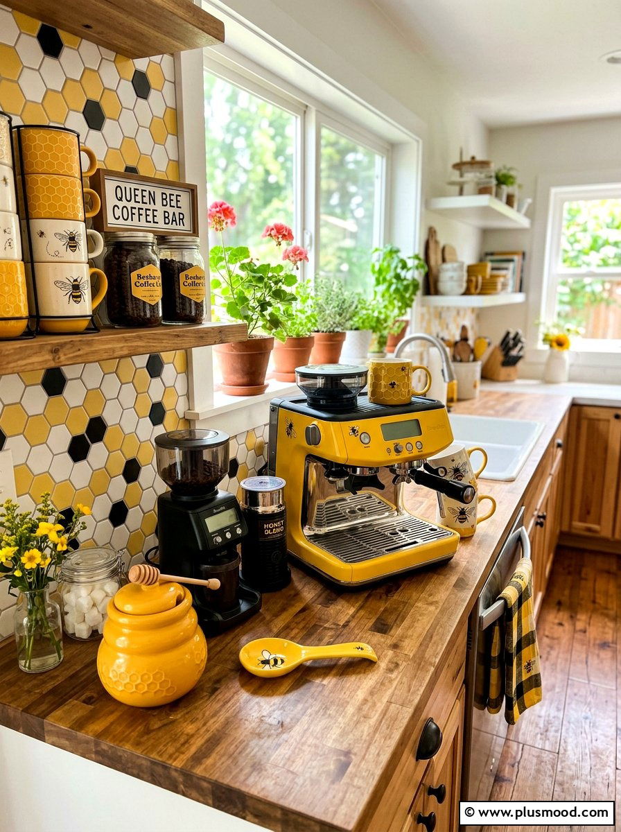 Bee Theme Coffee Station - 25 summer coffee bar decor ideas