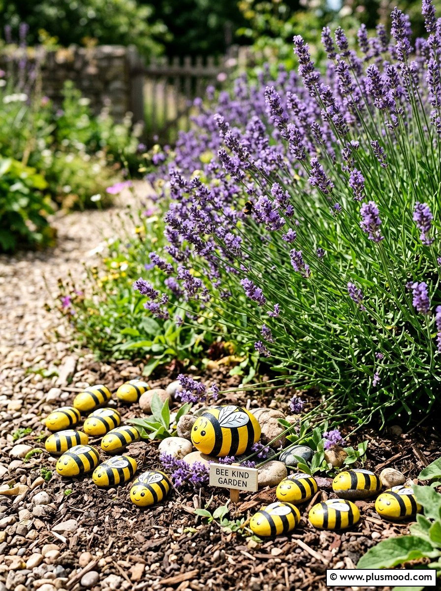 Bee painted stones - 25 painted rock ideas with acrylic paint