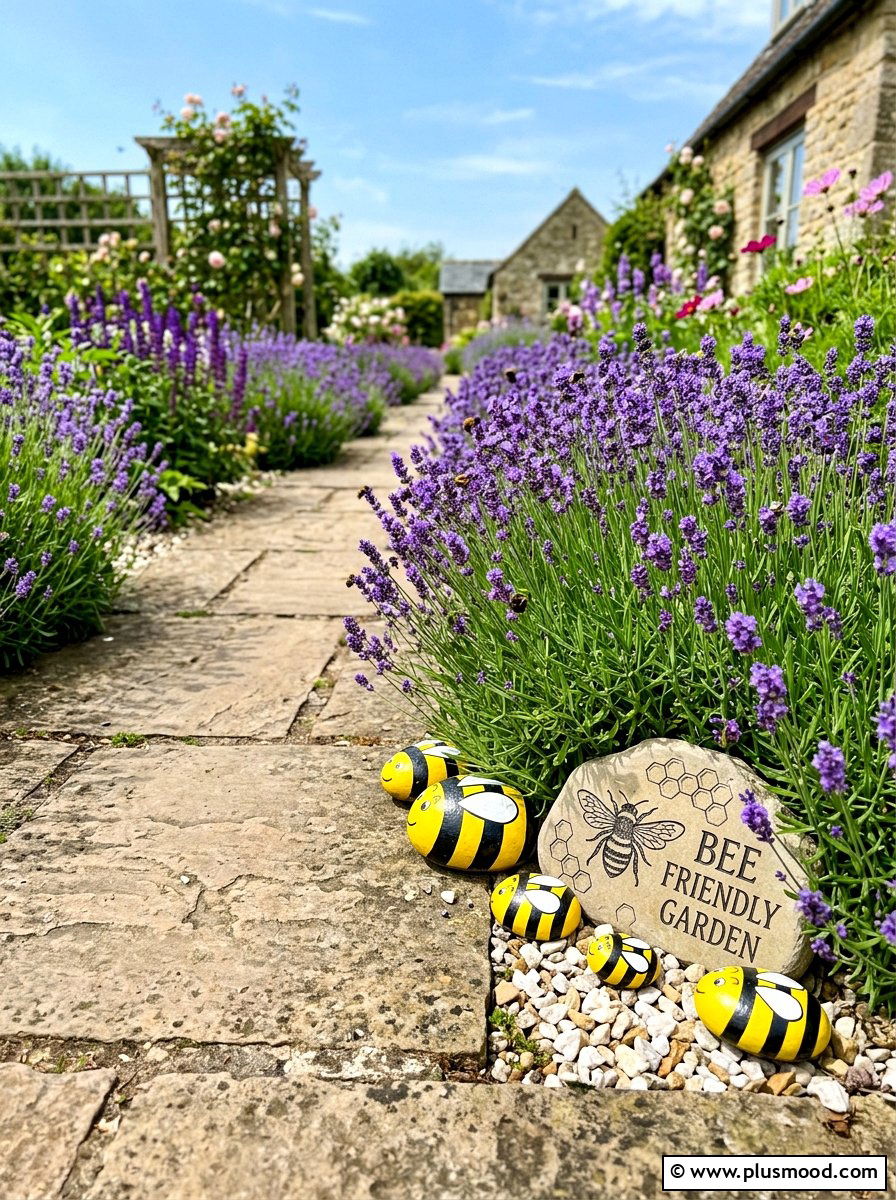 Bee stones - 25 painted rock ideas for outdoor decor