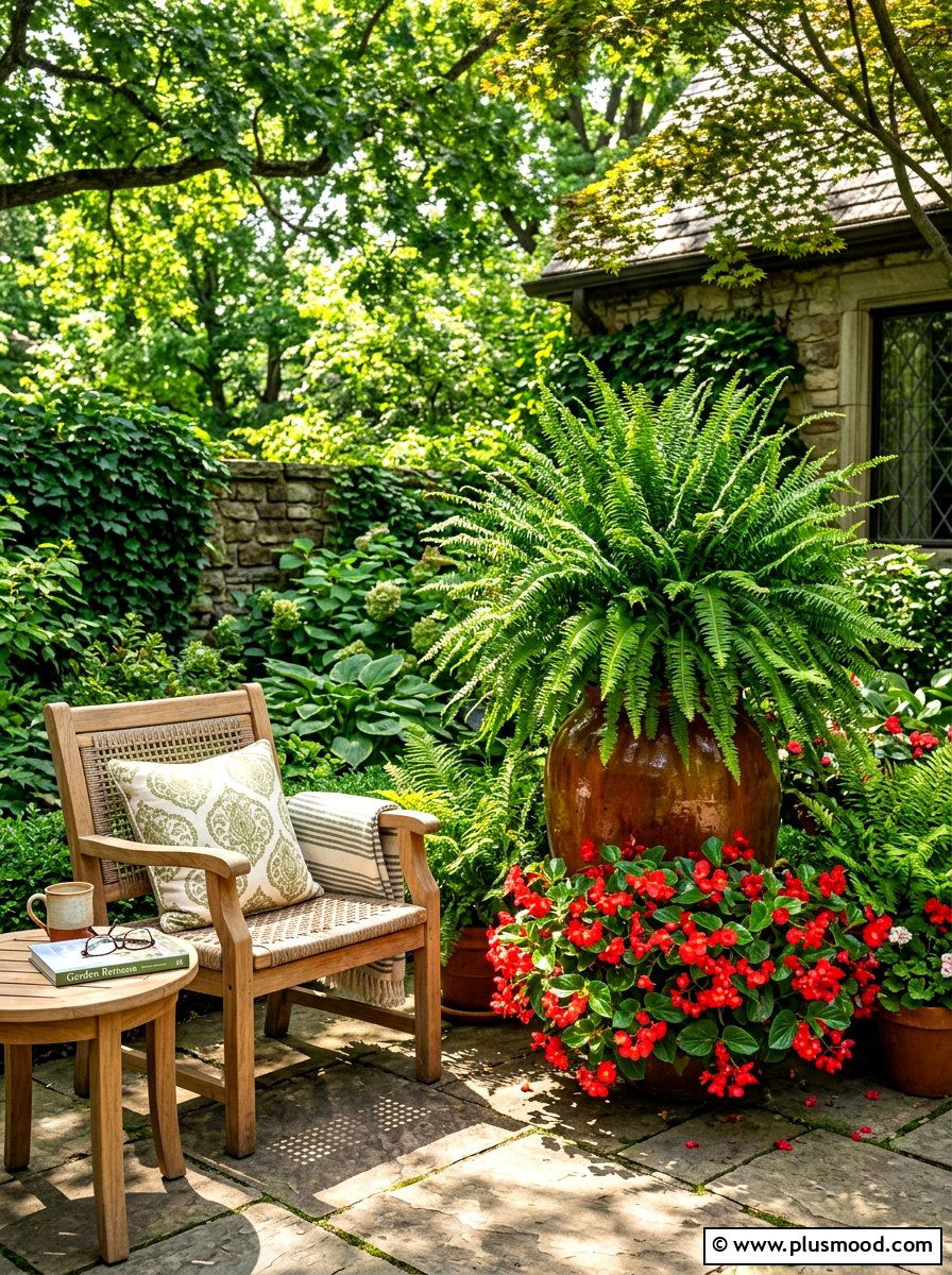 Begonia And Fern Pot - 25 summer planter ideas for part shade