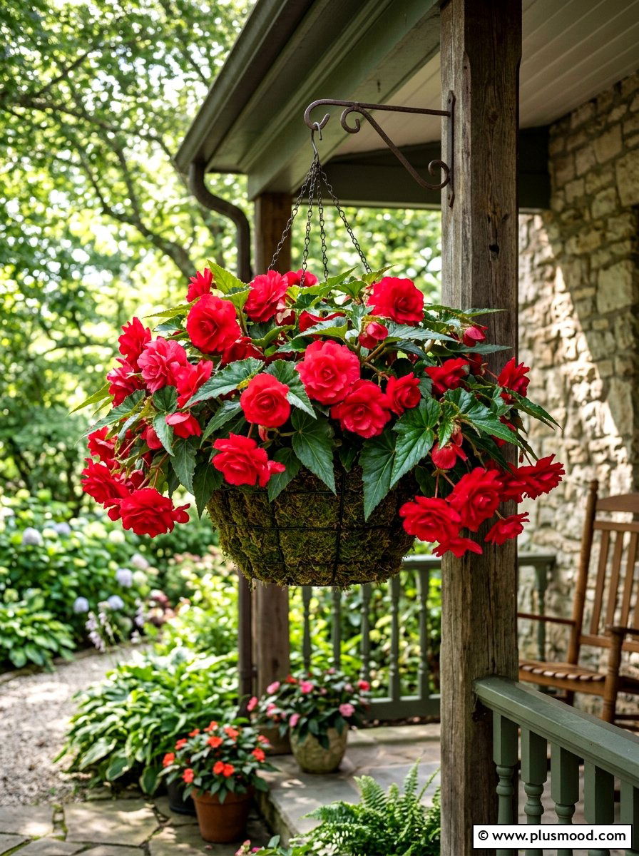 Begonia hanging basket - 25 summer hanging basket ideas for front porch