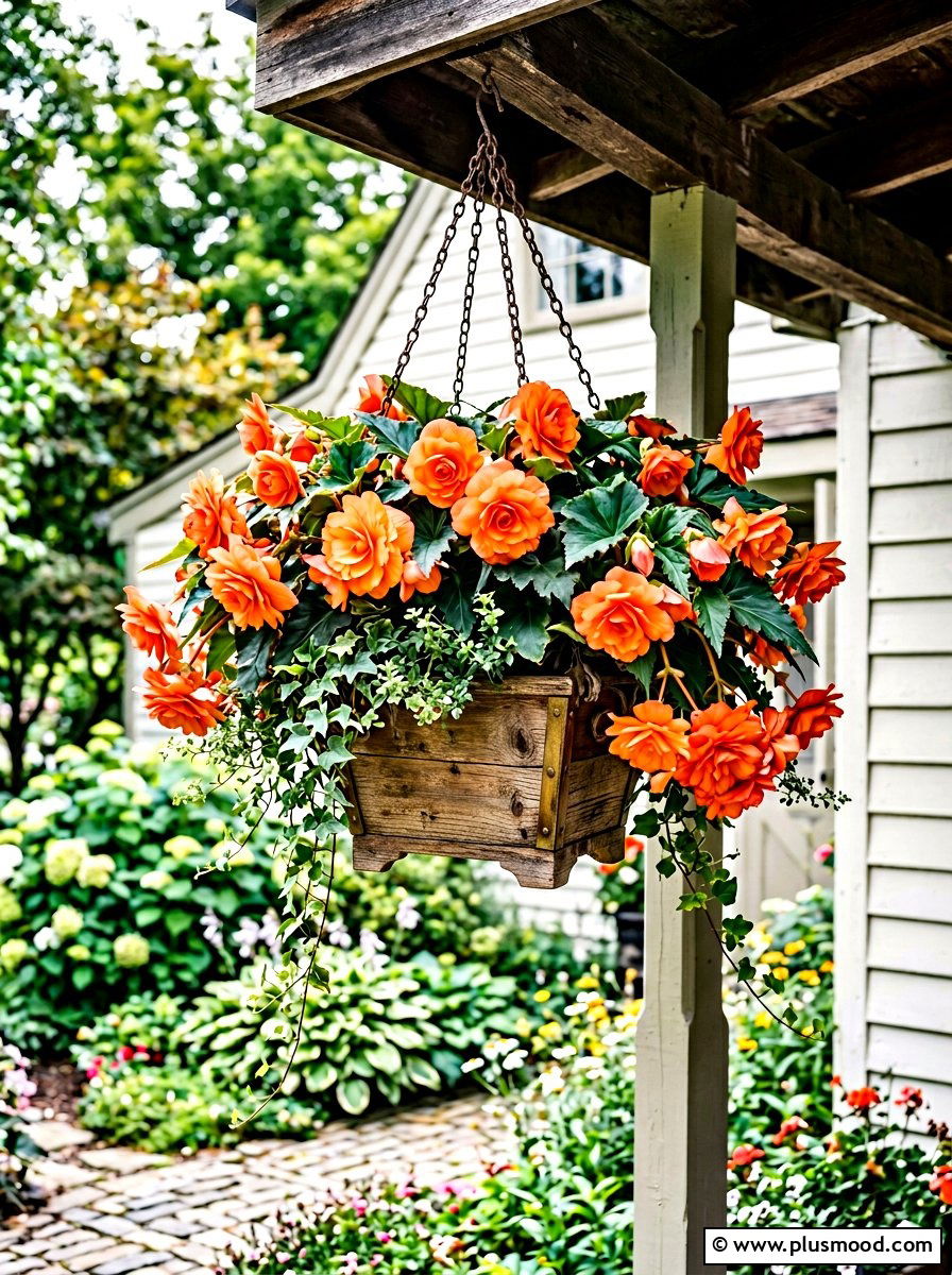 Begonia hanging box - 25 summer planter box ideas