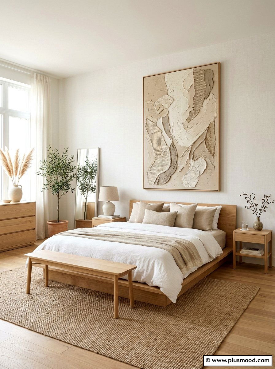 Beige Textured Wall Art - 25 summer neutral decor ideas