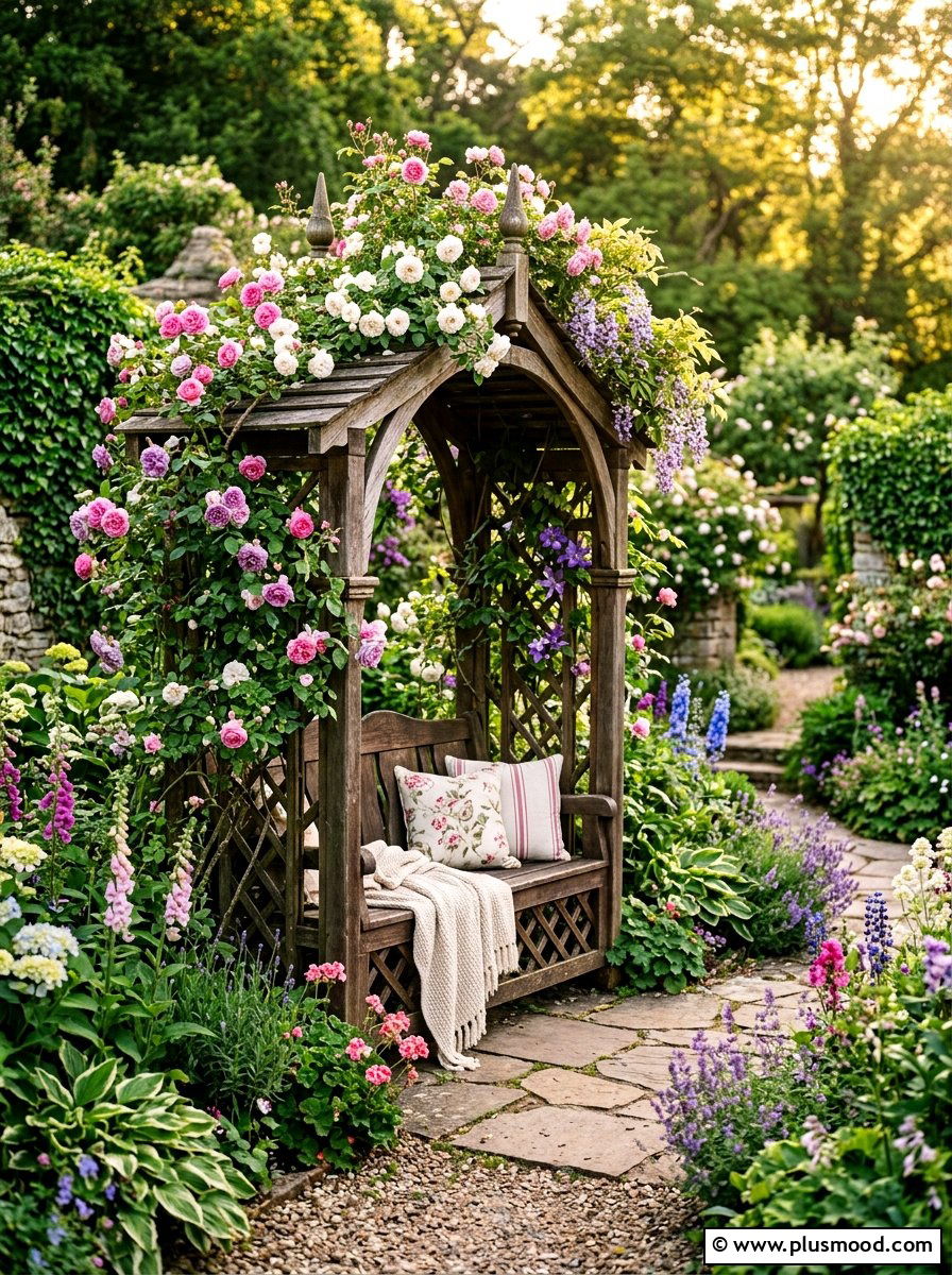 Bench Garden Arch - 25 summer garden arch ideas