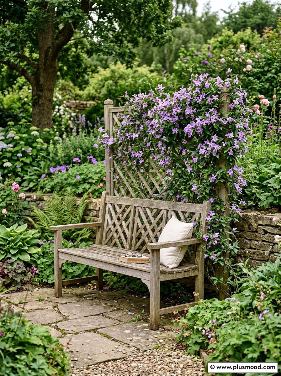 Bench With Lattice Back - 25 small backyard ideas with lattice