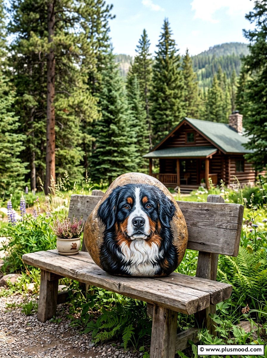 Bernese Mountain Dog Painted Rock - 25 painted rock ideas with dogs