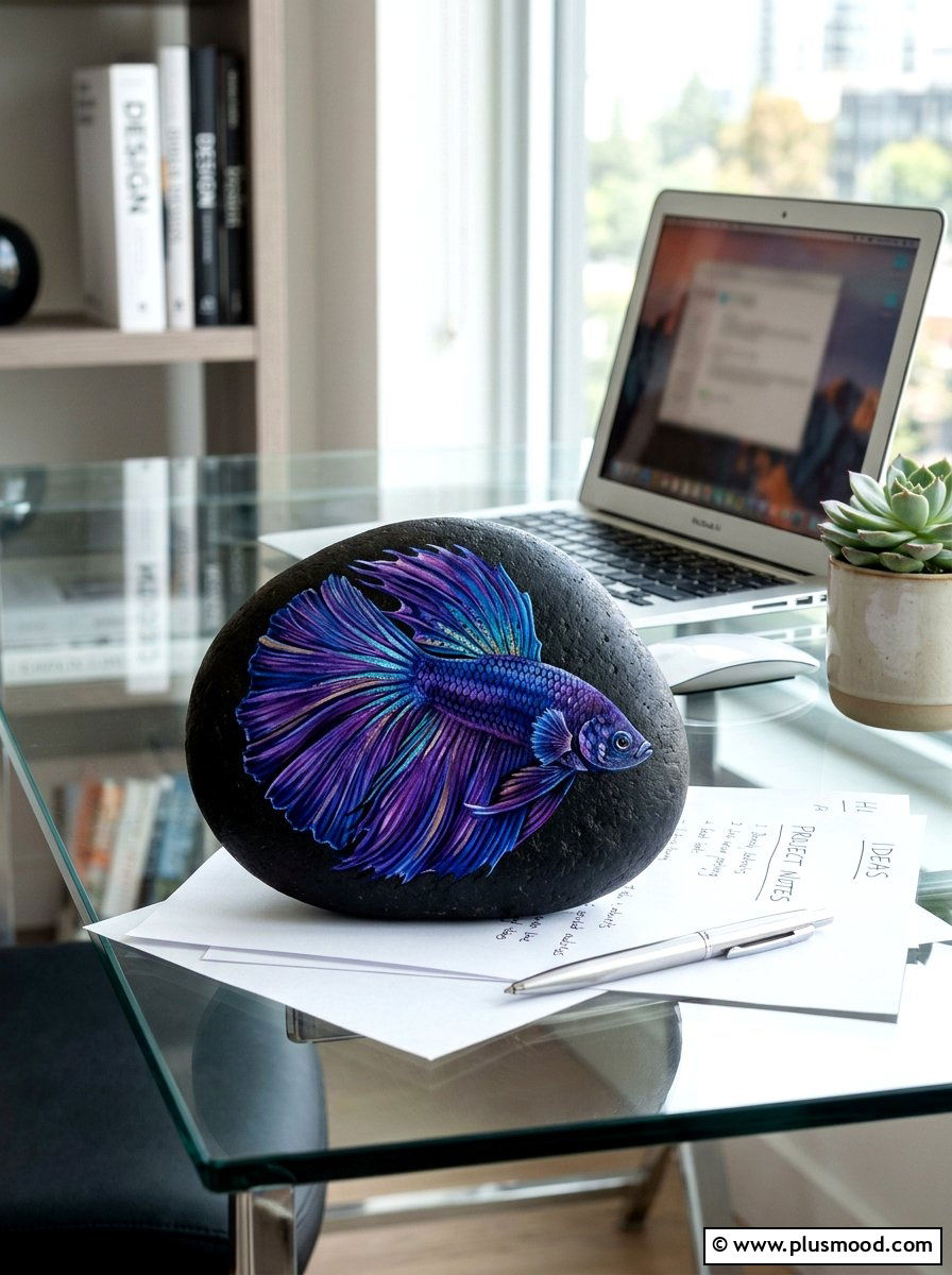 Betta Fish Rock Art - 25 painted rock ideas with fish design