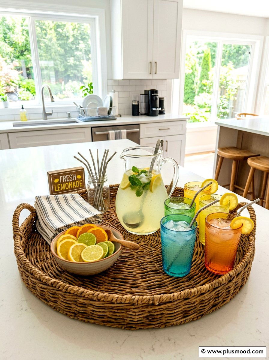 Beverage Station Kitchen Tray - 25 summer kitchen tray decor ideas