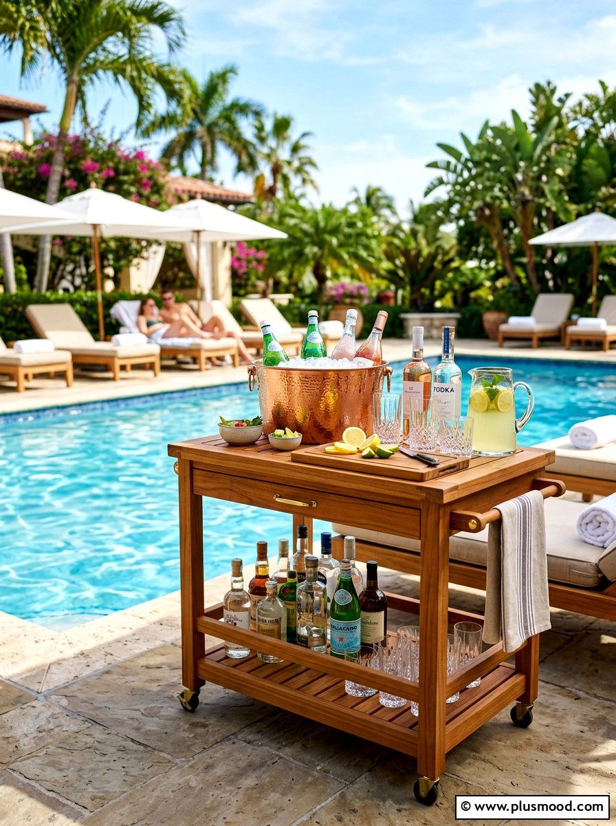 Beverage cart - 25 summer poolside decor ideas