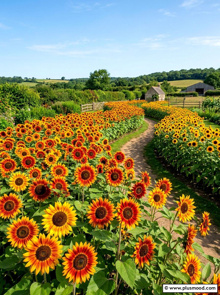 Bicolor Sunflower Garden - 25 summer sunflower garden ideas