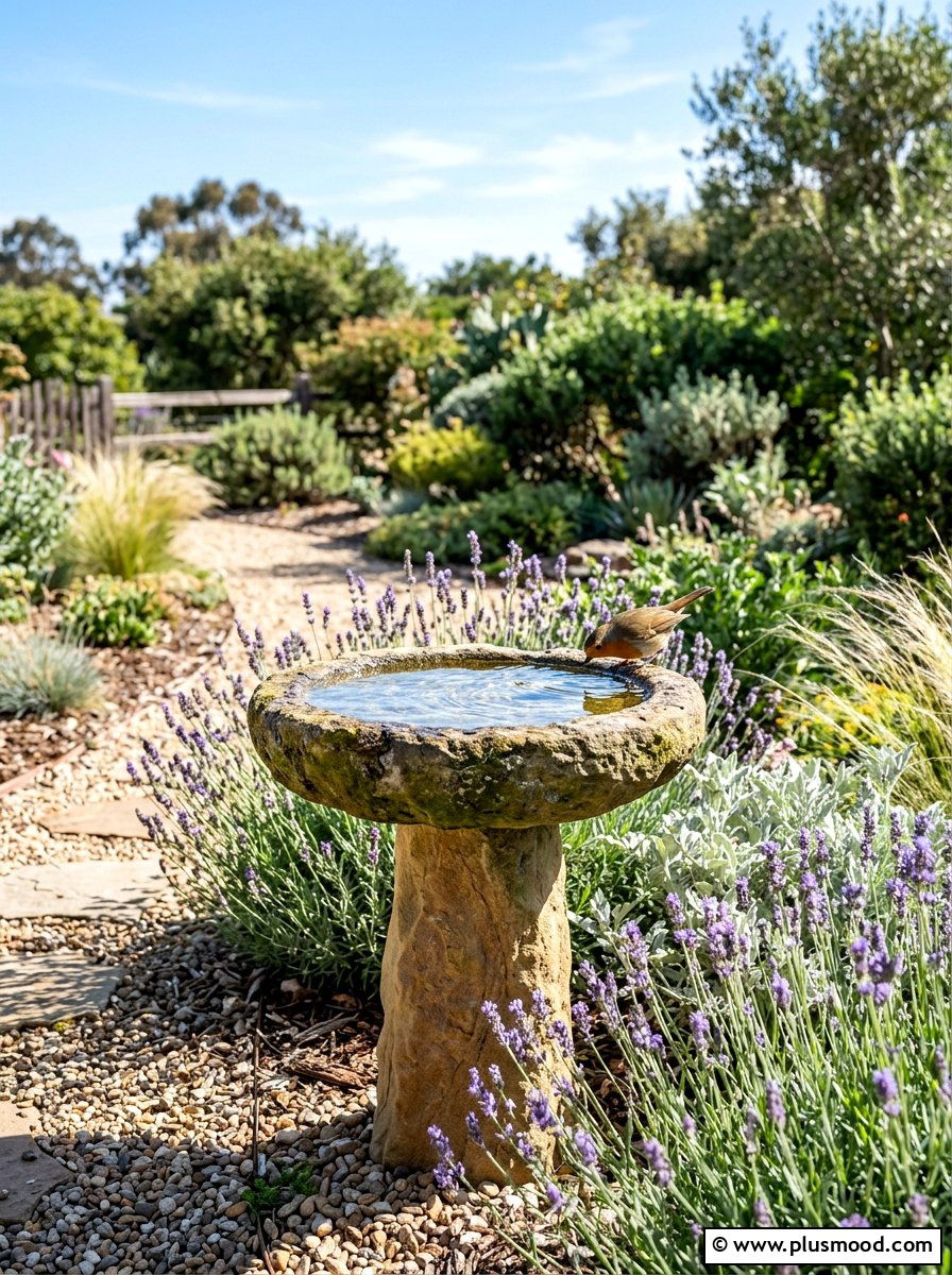 Bird Bath Feature - 25 summer low water landscaping ideas