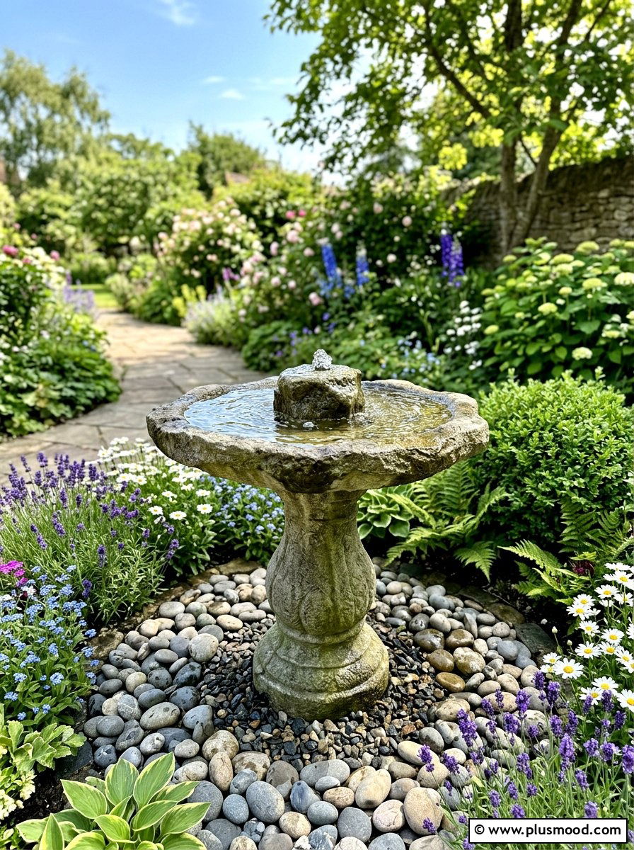 Bird Bath Fountain - 25 small backyard ideas for renters