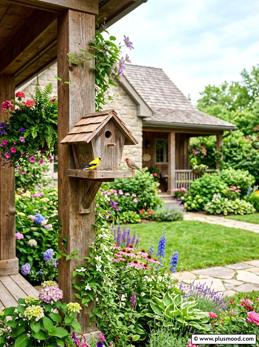 Bird feeder porch column - 25 summer porch column decor ideas