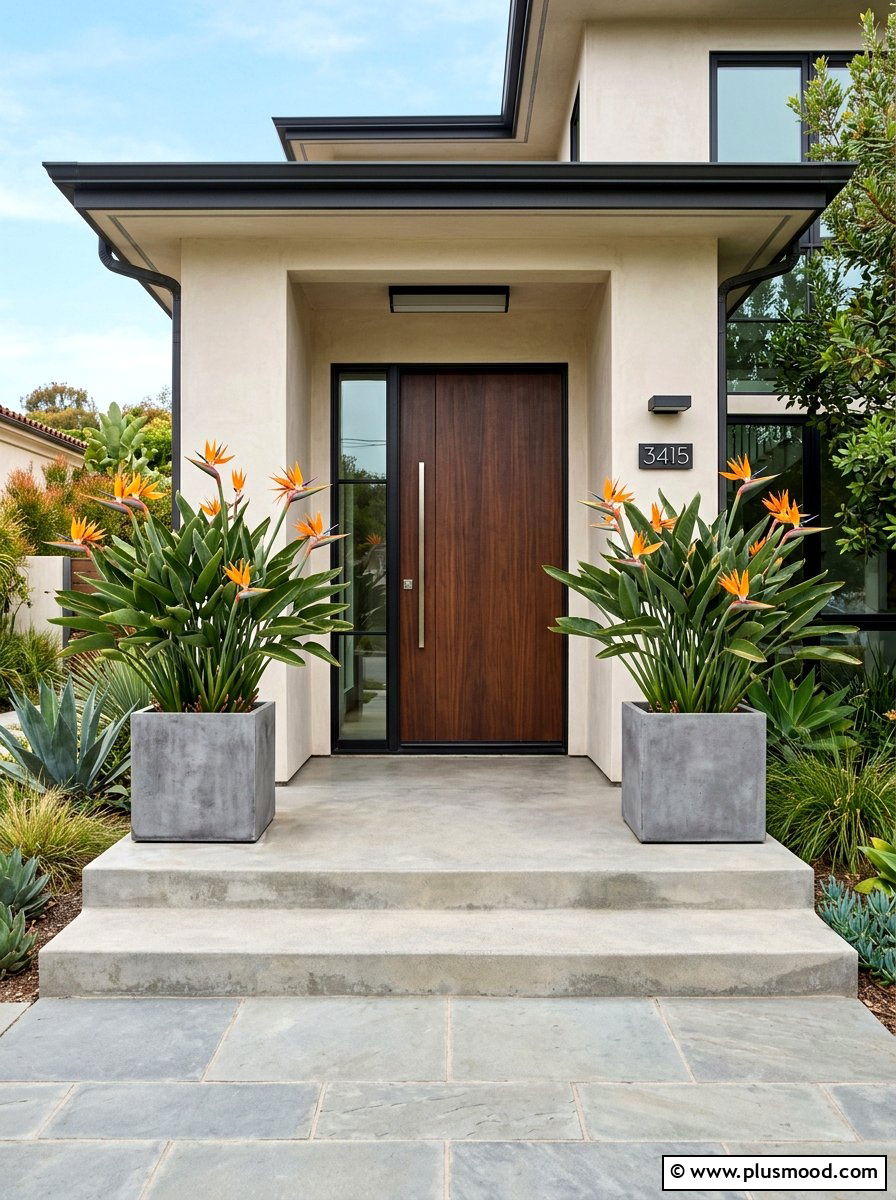 Bird of paradise entryway - 25 summer tropical landscaping ideas