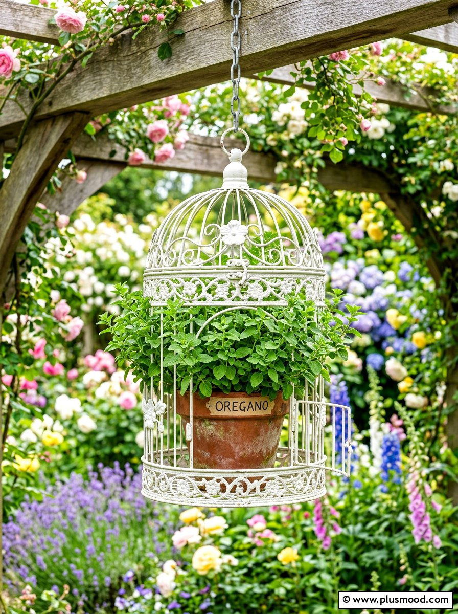 Birdcage Herb Planter Display - 25 summer herb planter ideas