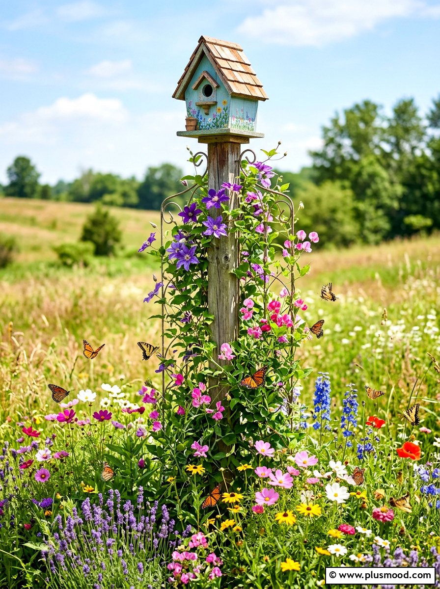 Birdhouse Trellis Stand - 25 summer garden trellis ideas