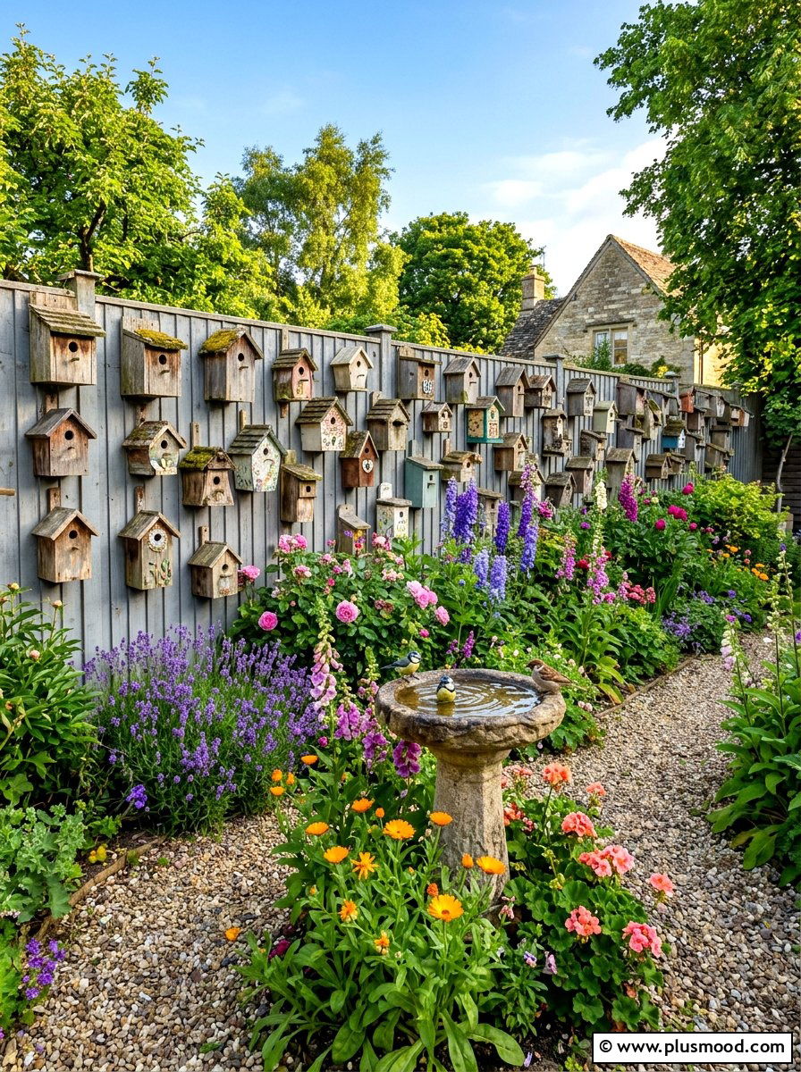 Birdhouse collection garden wall - 25 summer rustic backyard ideas