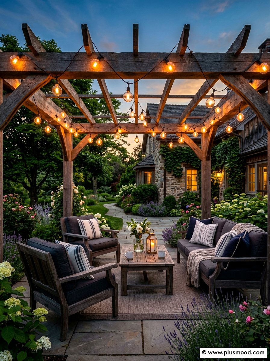 Bistro String Lights - 25 small backyard ideas farmhouse style