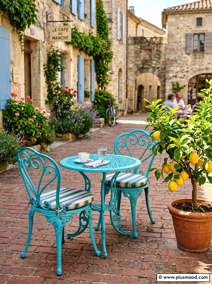 Bistro dining set - 25 small backyard ideas for narrow lots