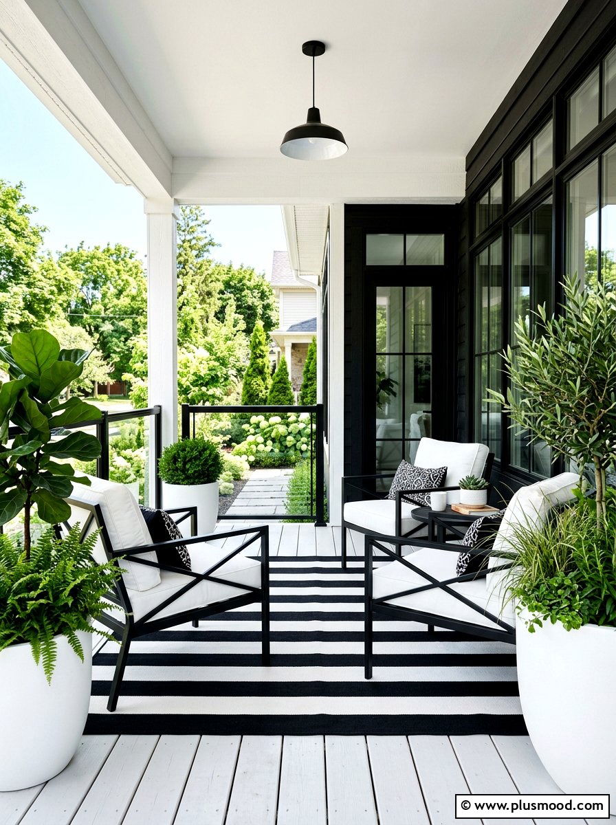 Black And White Porch - 25 summer porch decorating ideas