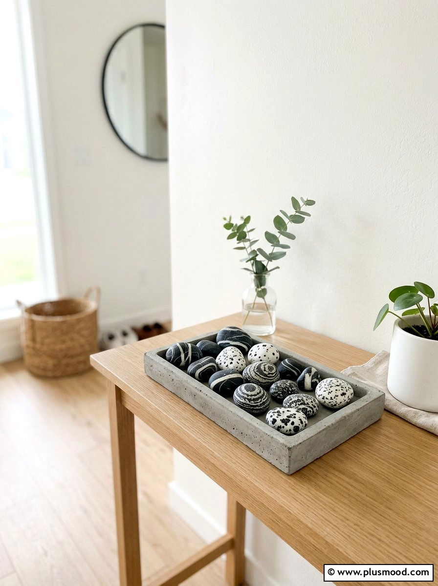 Black And White Rock - 25 painted rock ideas for tabletop display