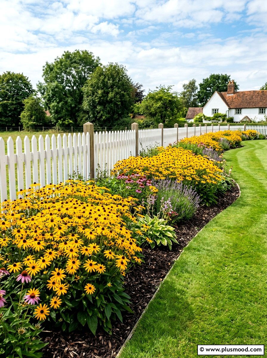 Black Eyed Susan Border - 25 summer native plant landscaping ideas