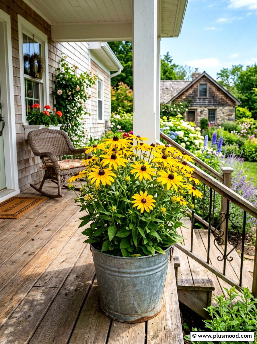 Black Eyed Susan Container - 25 late summer planter ideas for porch