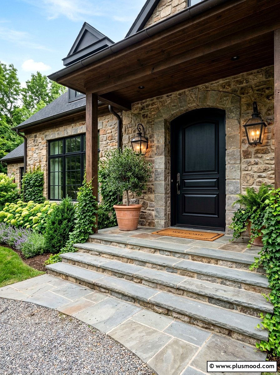 Black Front Door Stone Porch - 25 summer black front door ideas