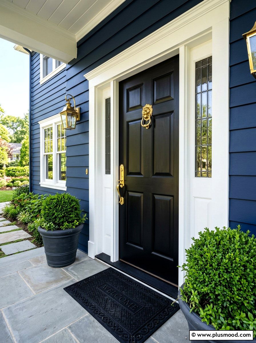 Black Front Door With Brass Hardware - 25 summer black front door ideas