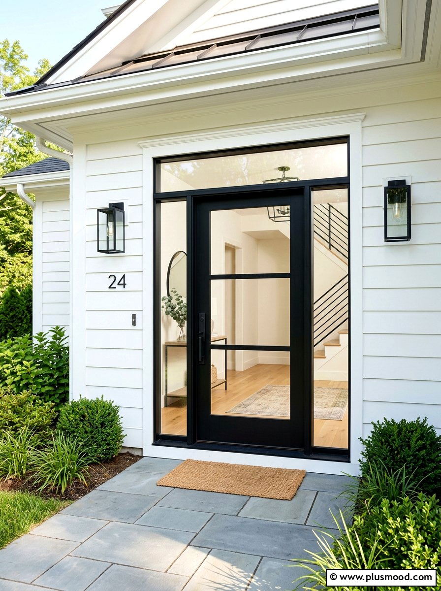 Black Front Door With Glass Panels - 25 summer black front door ideas