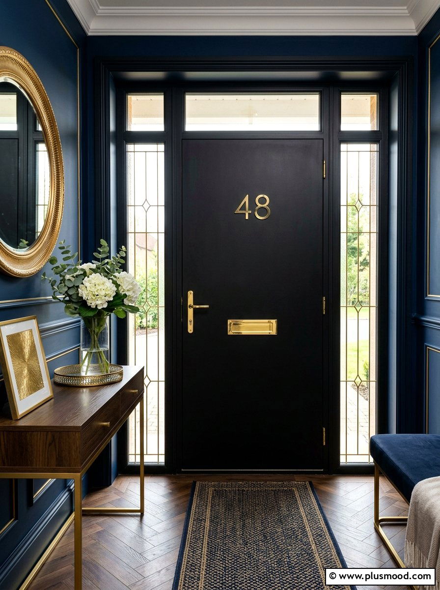 Black Front Door With Gold Accents - 25 summer black front door ideas