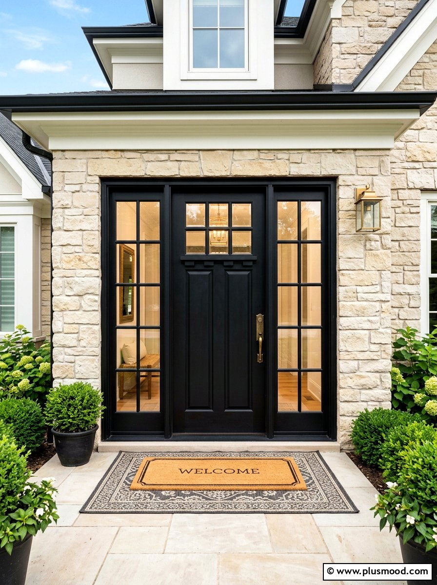Black Front Door With Sidelights - 25 summer black front door ideas