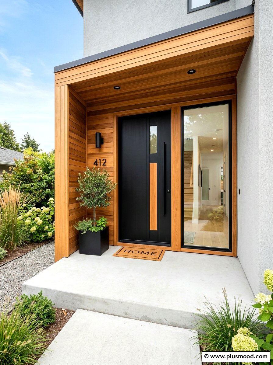 Black Front Door Wood Accent - 25 summer black front door ideas