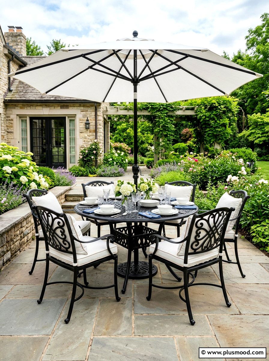 Black Iron Furniture - 25 summer uncovered patio ideas