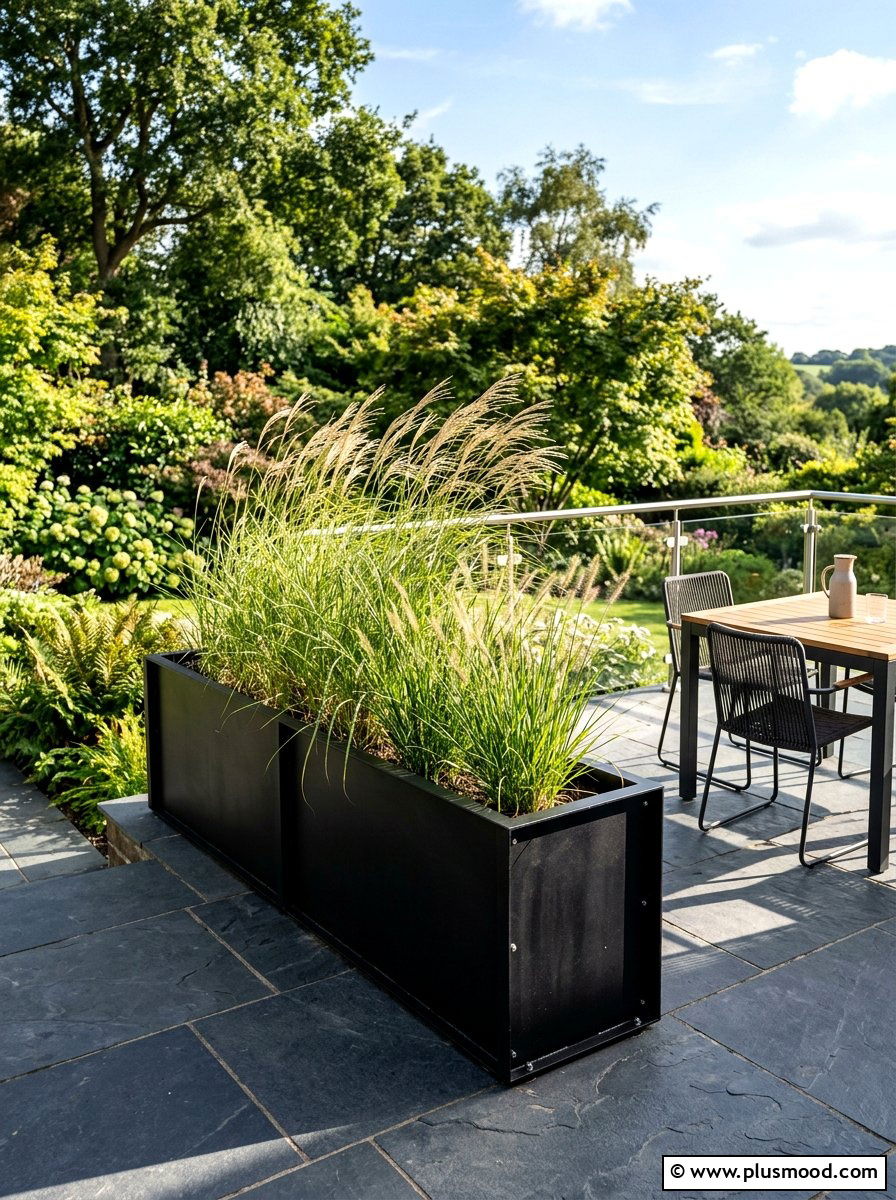 Black Metal Rectangular Trough - 25 summer modern planter ideas