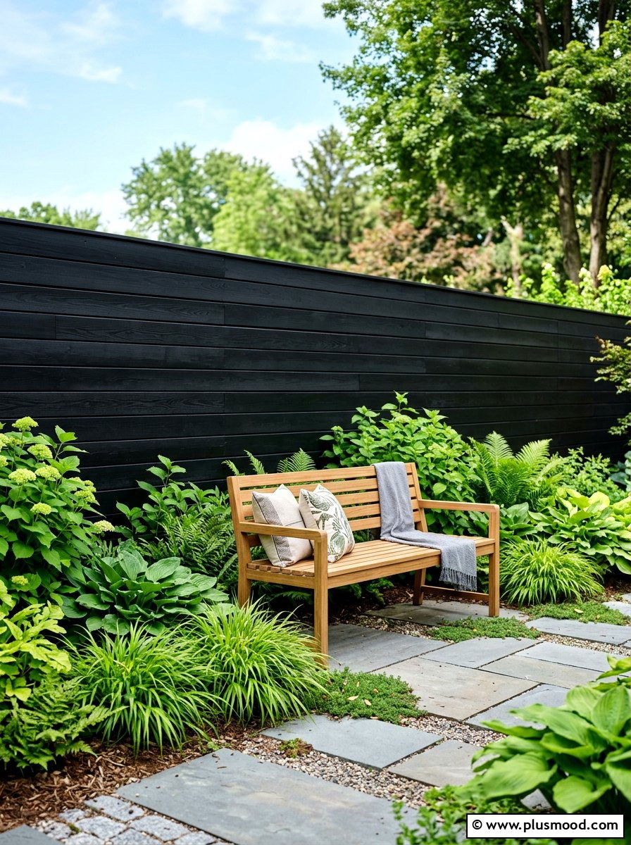 Black Privacy Fence - 25 small backyard ideas modern style