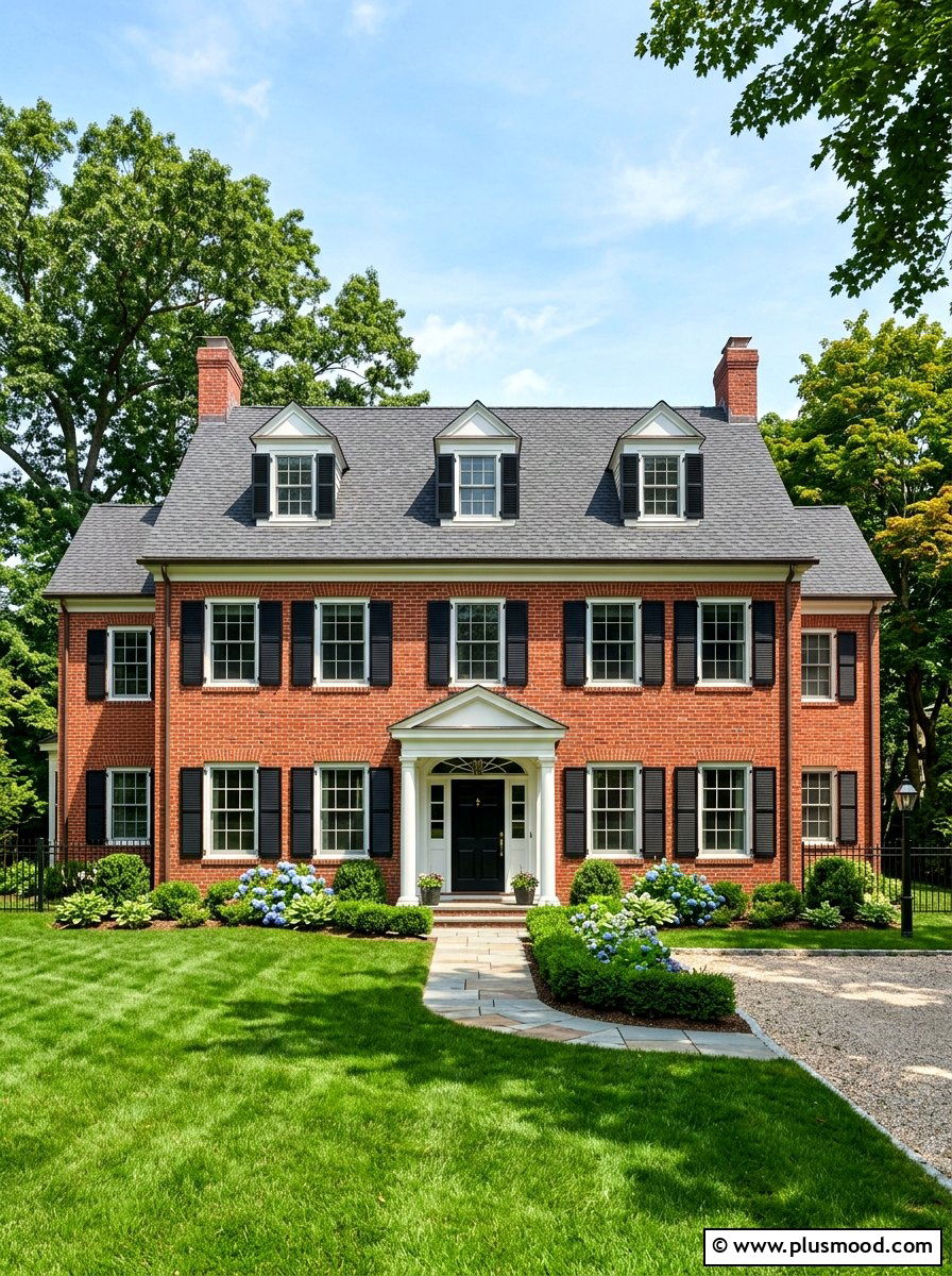 Black Shutters Red Brick - 25 summer brick house curb appeal ideas