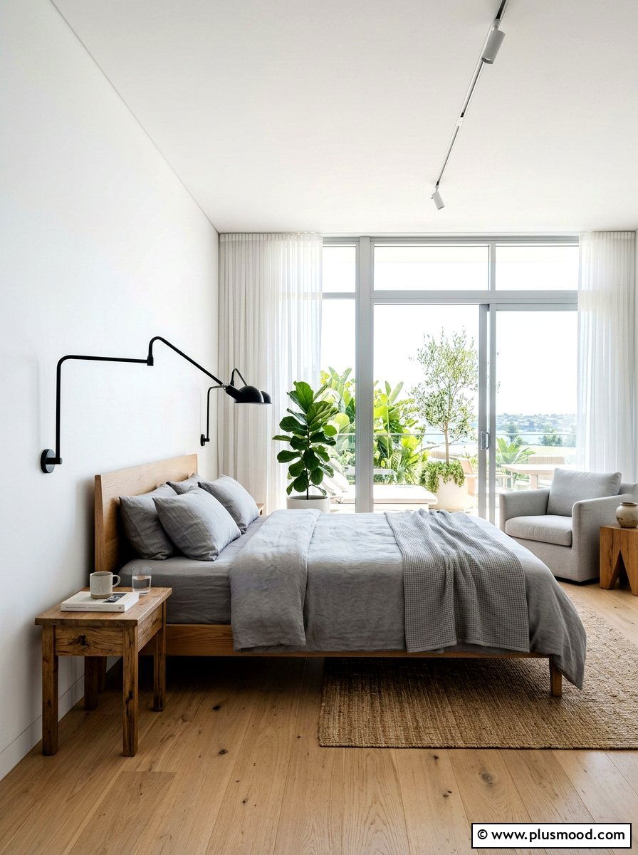 Black Swing Arm Lamp - 25 summer bedroom lighting ideas