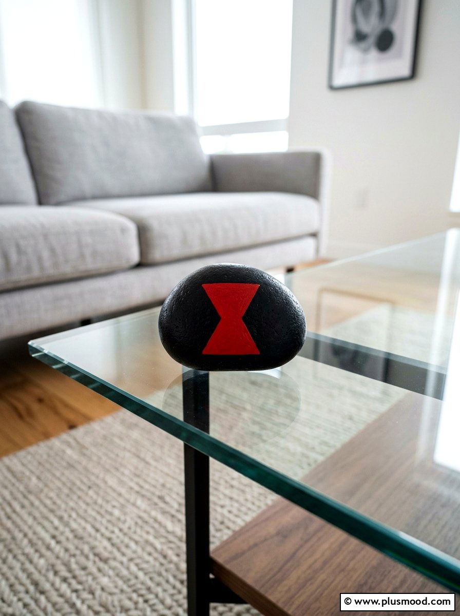 Black Widow Logo - 25 painted rock ideas with superhero theme