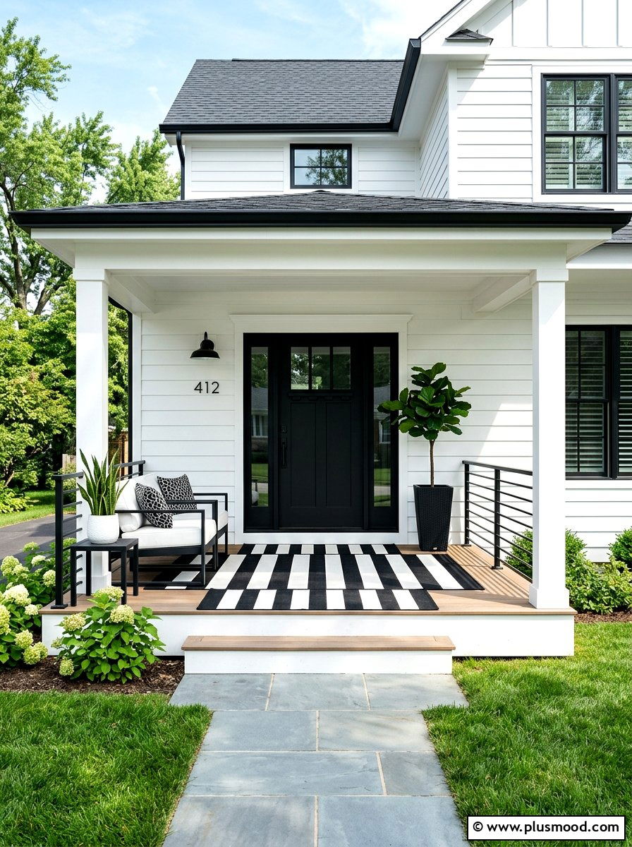 Black and White Front Porch - 25 summer front porch refresh ideas