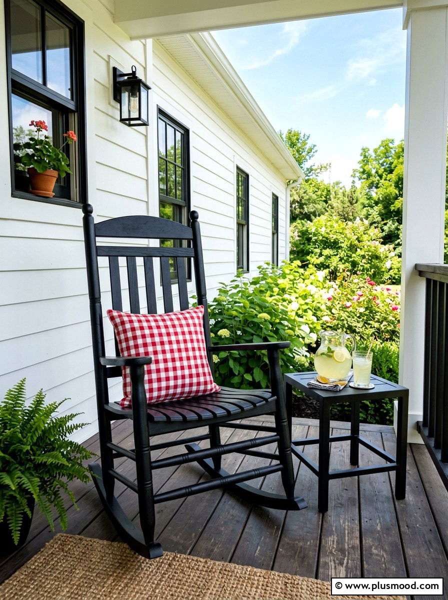 Black farmhouse rocking chair - 25 summer front porch rocking chair ideas