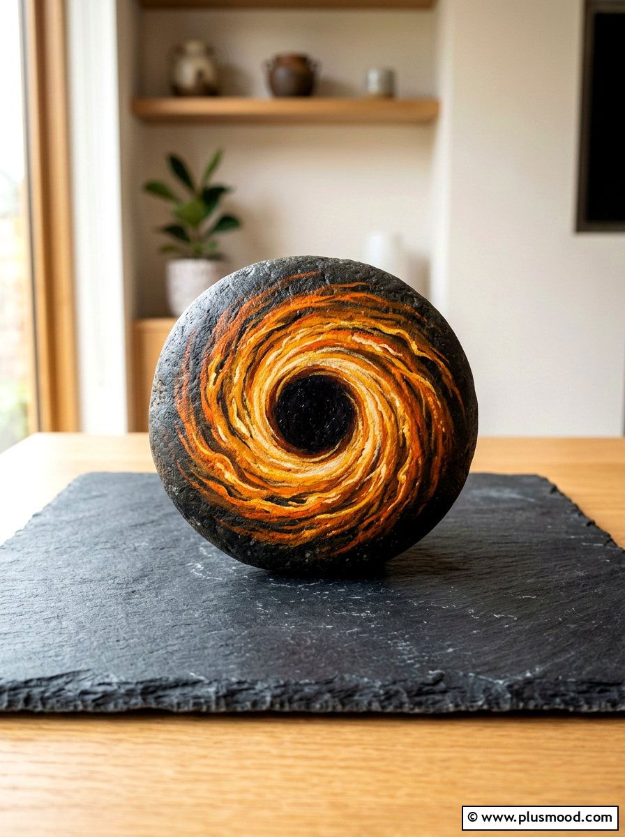 Black hole rock art - 25 painted rock ideas with galaxy design