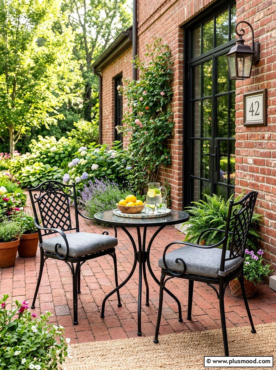 Black metal furniture for brick porch - 25 summer front porch decor ideas for brick house