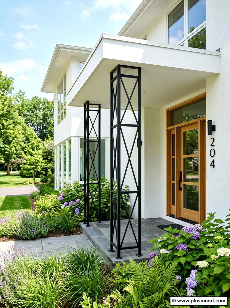 Black metal porch column - 25 summer porch column decor ideas
