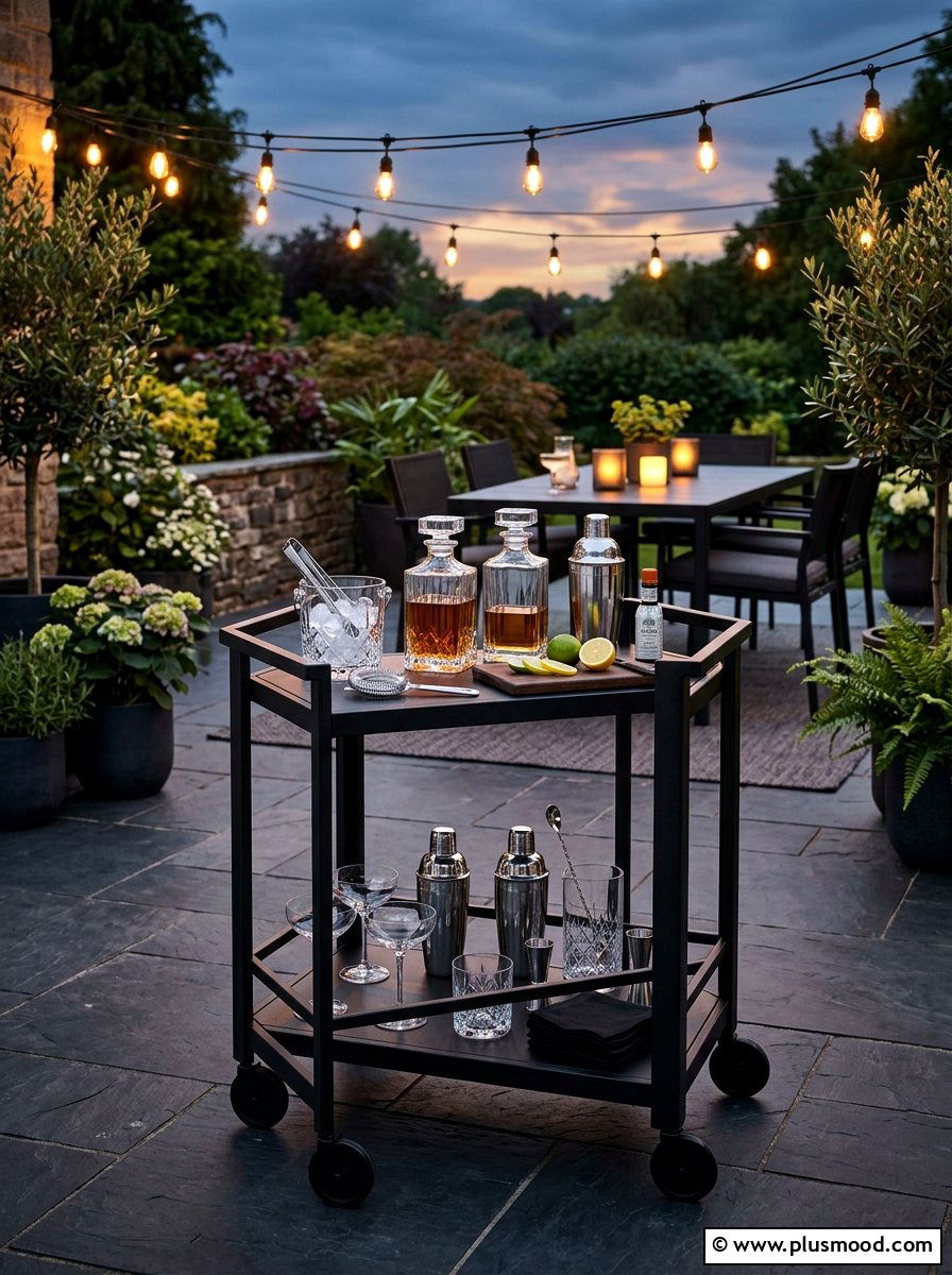 Black modern rolling bar - 25 summer outdoor serving cart ideas